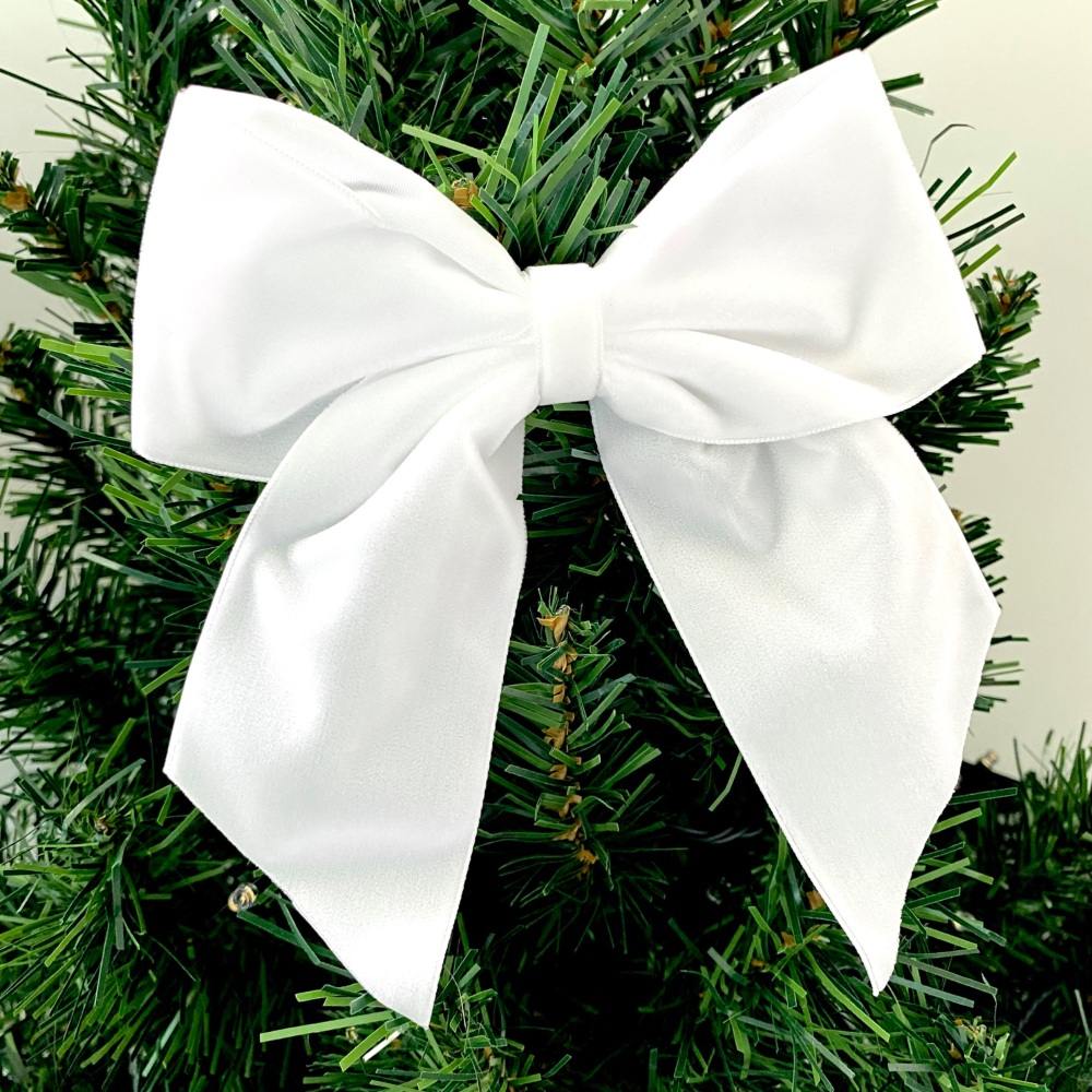 5.5 inch Ice White velvet Christmas tree bows