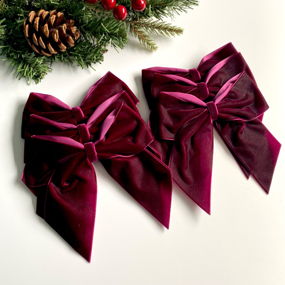 5.5 inch Wine velvet Christmas tree bows