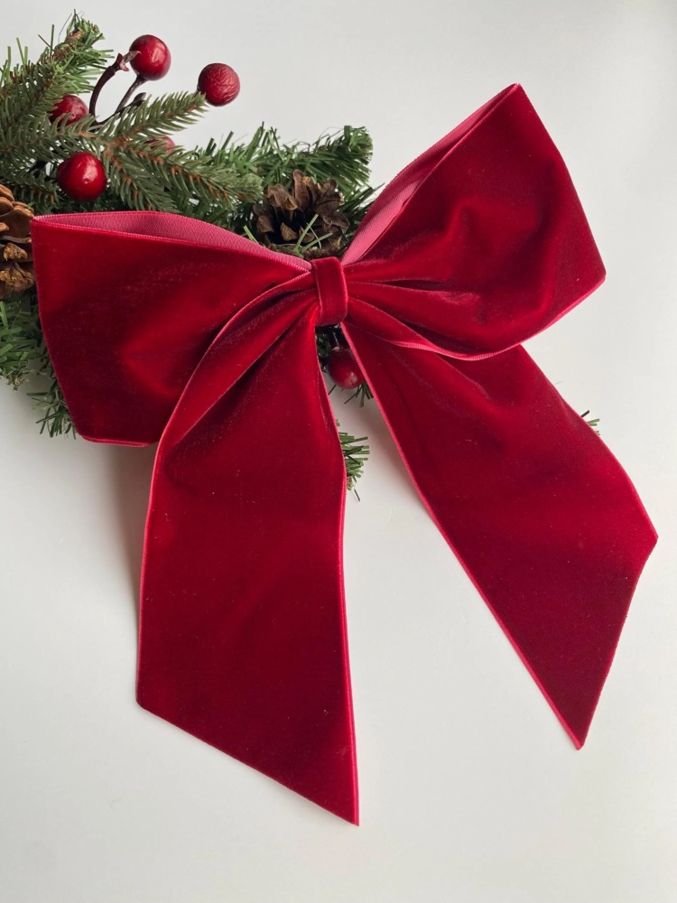 8 inch Deep Red velvet Christmas tree bow