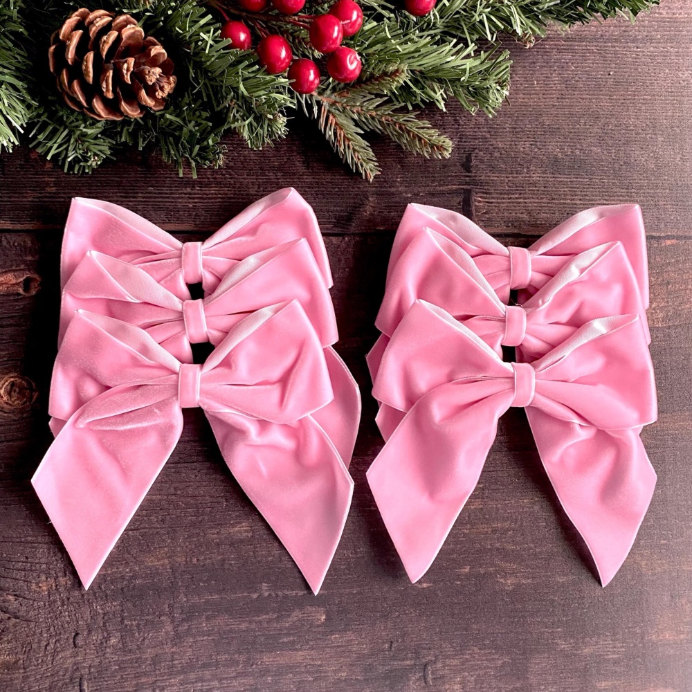 5.5 inch Baby pink velvet Christmas tree bows