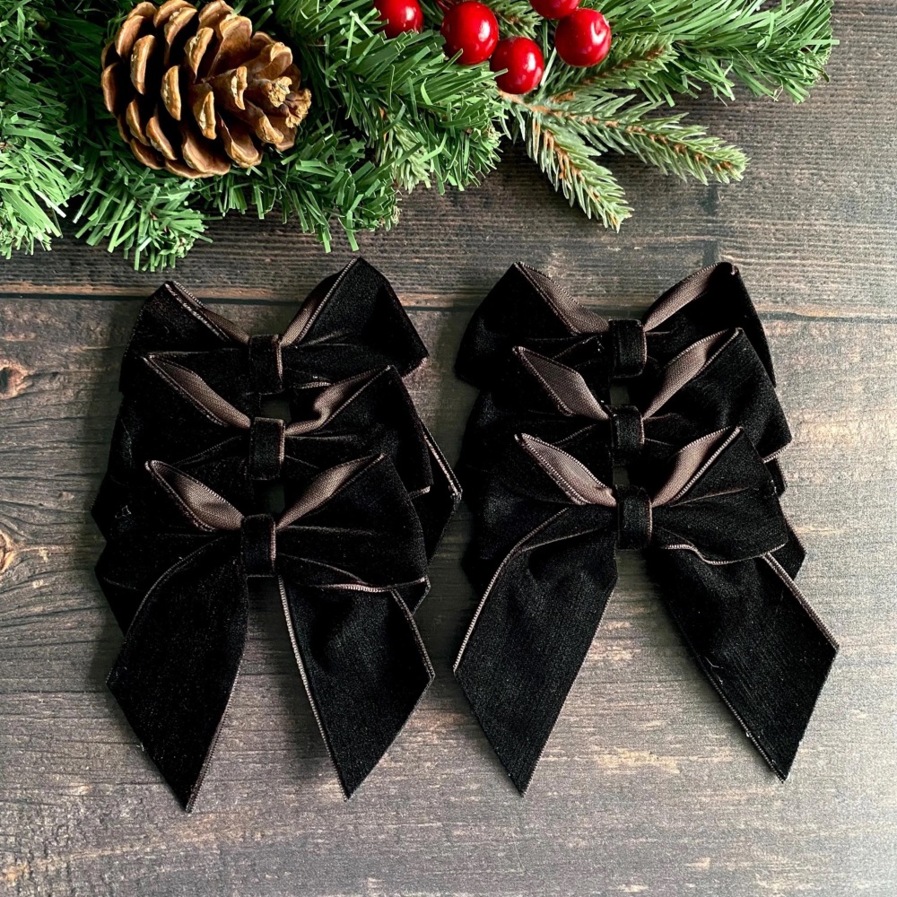 4 inch Brown velvet Christmas tree bows