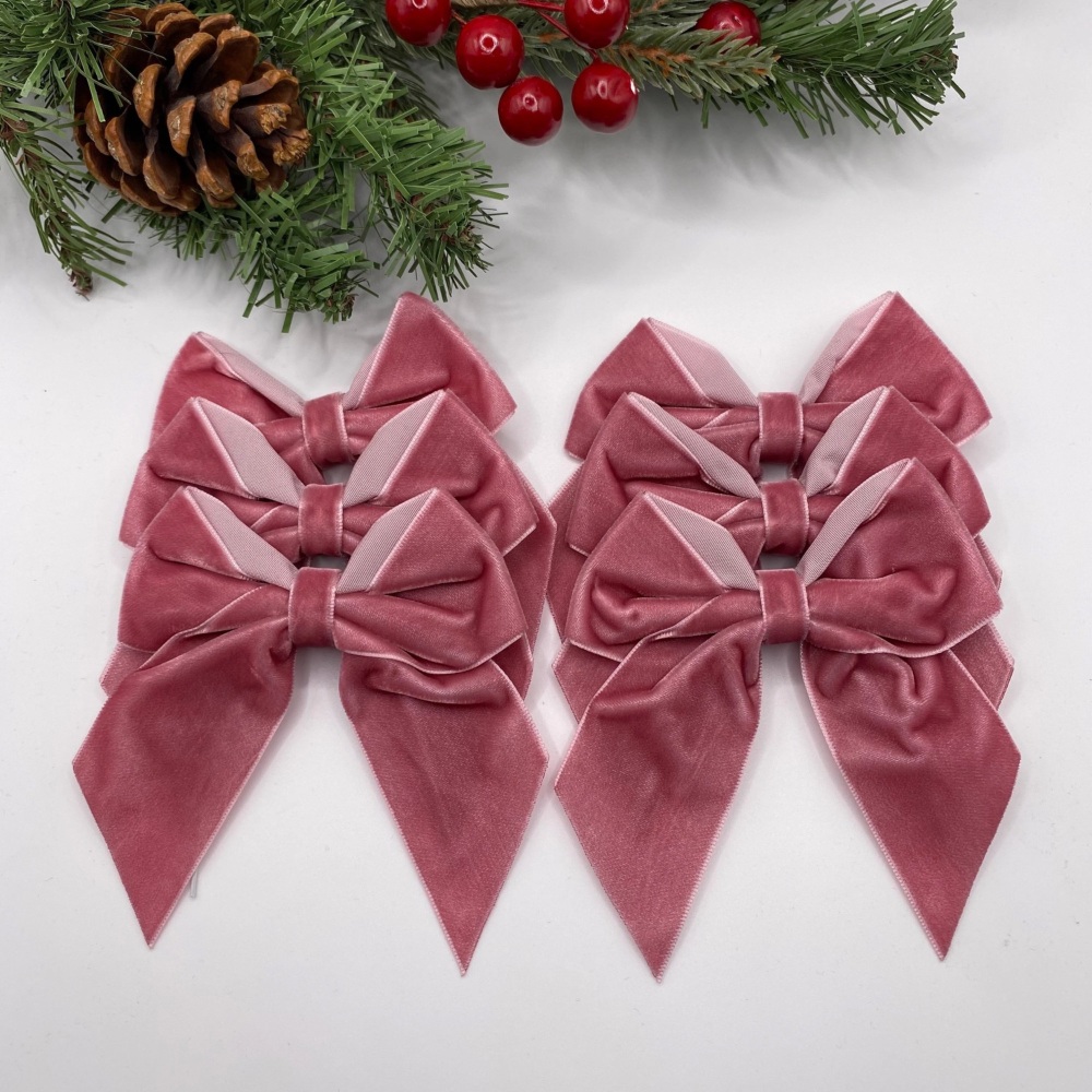 4 inch Dusty pink velvet Christmas tree bows