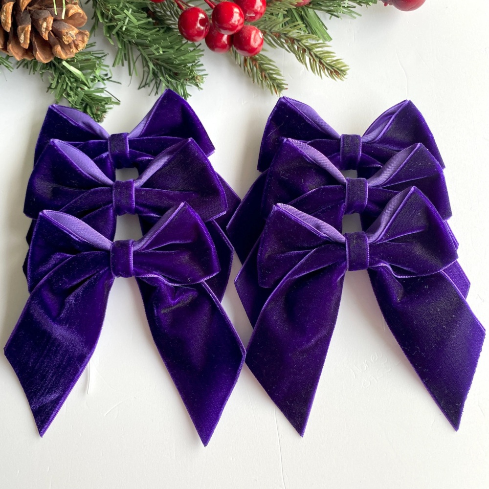 4 inch Regal Purple velvet Christmas tree bows