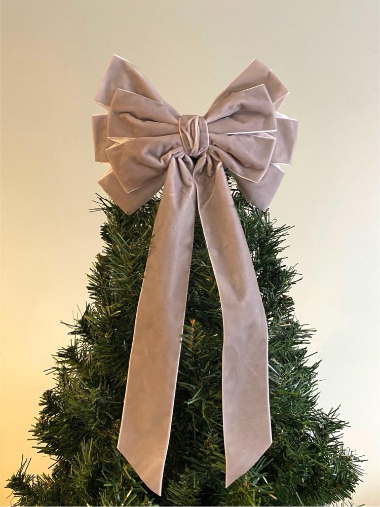 9 inch Bow Topper Light Grey