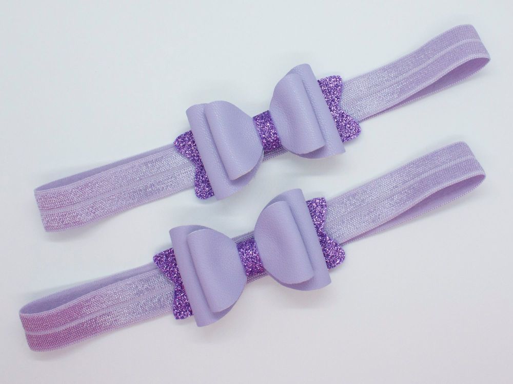 Beautiful Soft Leatherette Baby Bow - Lilac