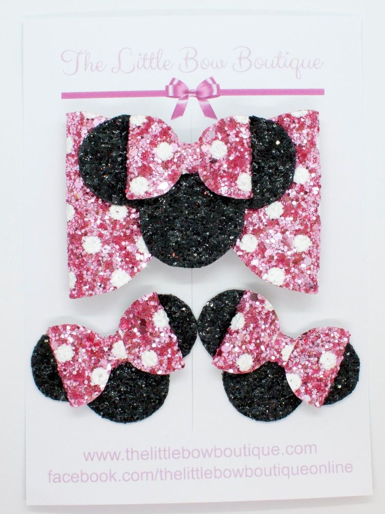 Minnie Inspired Polka Dots Pink – Set or Separate