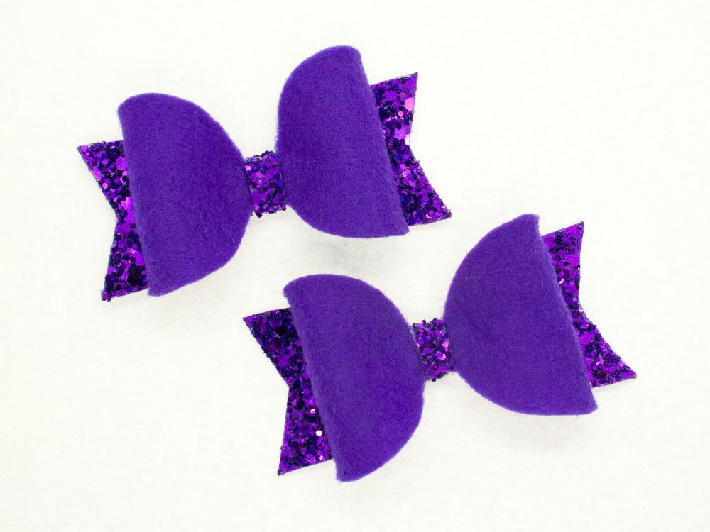 Fabulous Felt Collection Purple 100% Wool Felt small bows
