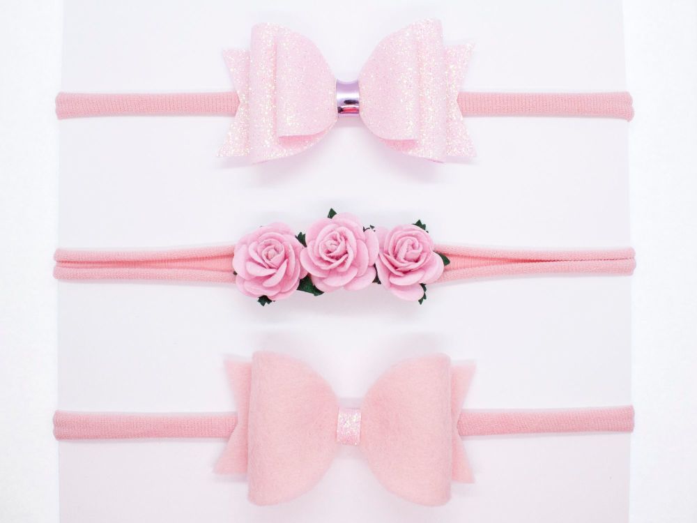 Beautiful Baby Pink Set of 3 Headbands