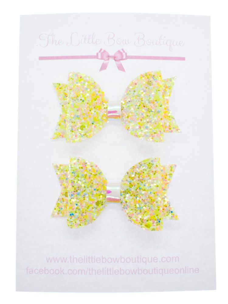 Summer Sparkles Set of 2 x Small Bows – Fizzy Lemon