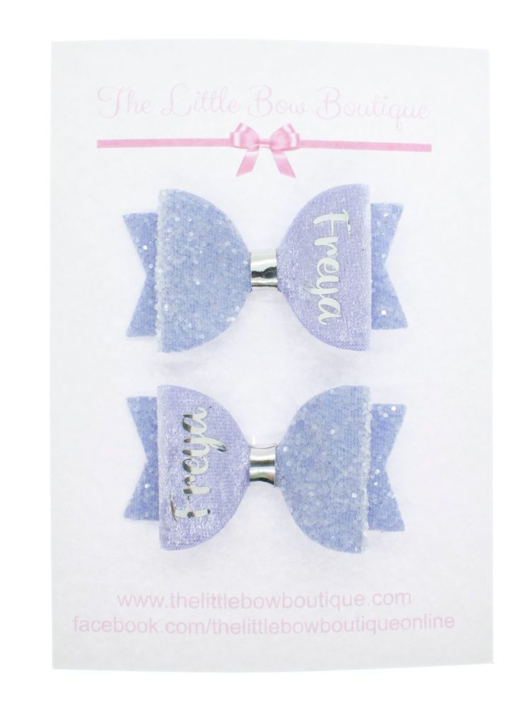 Beautiful Lilac Name Set of 2 Small Bows