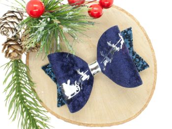 Sleigh Ride Navy Bow Silver Finish