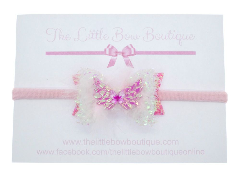 Angel Feather Wings Small Bow Headband 