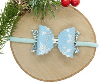 Snowflake sparkles Blue Small bows headband