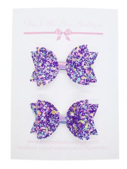 Confetti Burst Purple – Set of 2 x small bow