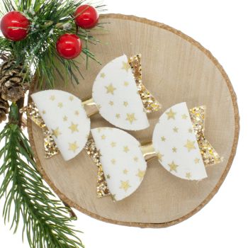 Golden Stars Ivory Set of 2 Small Bows