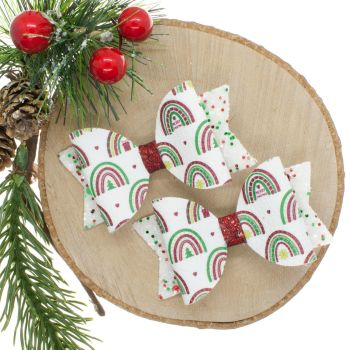 I Want Rainbows for Christmas Set of 2 Small Bows