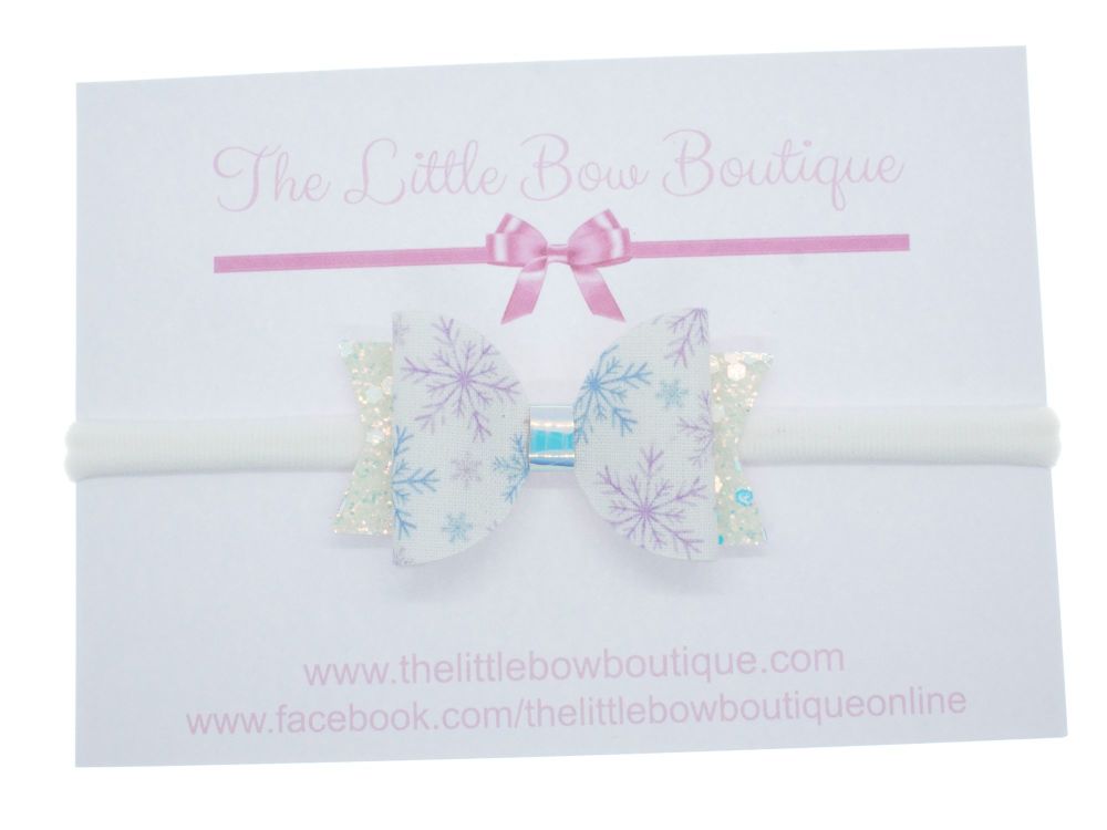 Dreaming of a White Christmas  Small Bow Headband