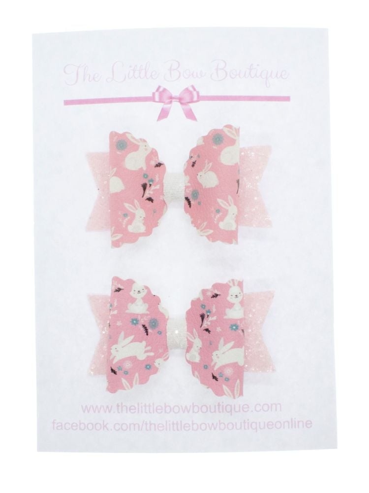 Little White Bunnies Set of 2 x Small Bows