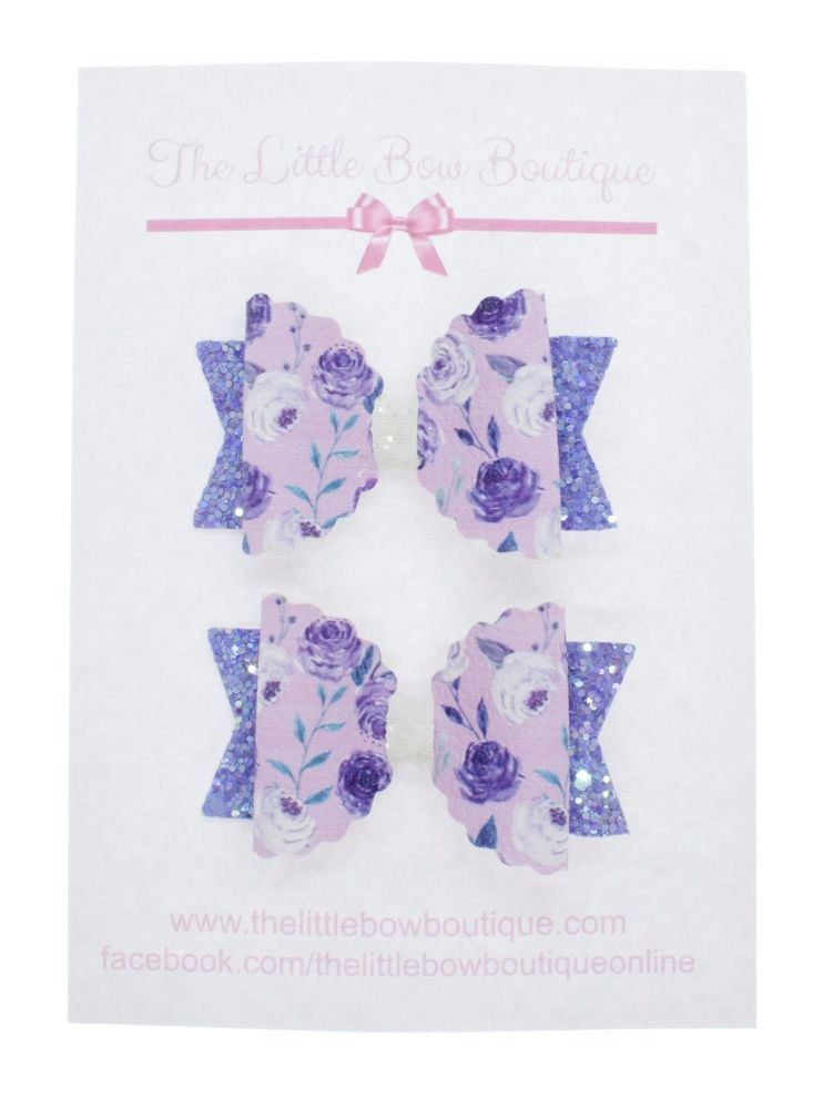 Purple Peonies Set of 2 x Small Bows