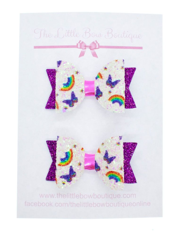 Butterfly Rainbows Set of 2 x Small Bows