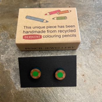 SALE! Was £12, now £10 Zinc White - Green Pencil stud earrings