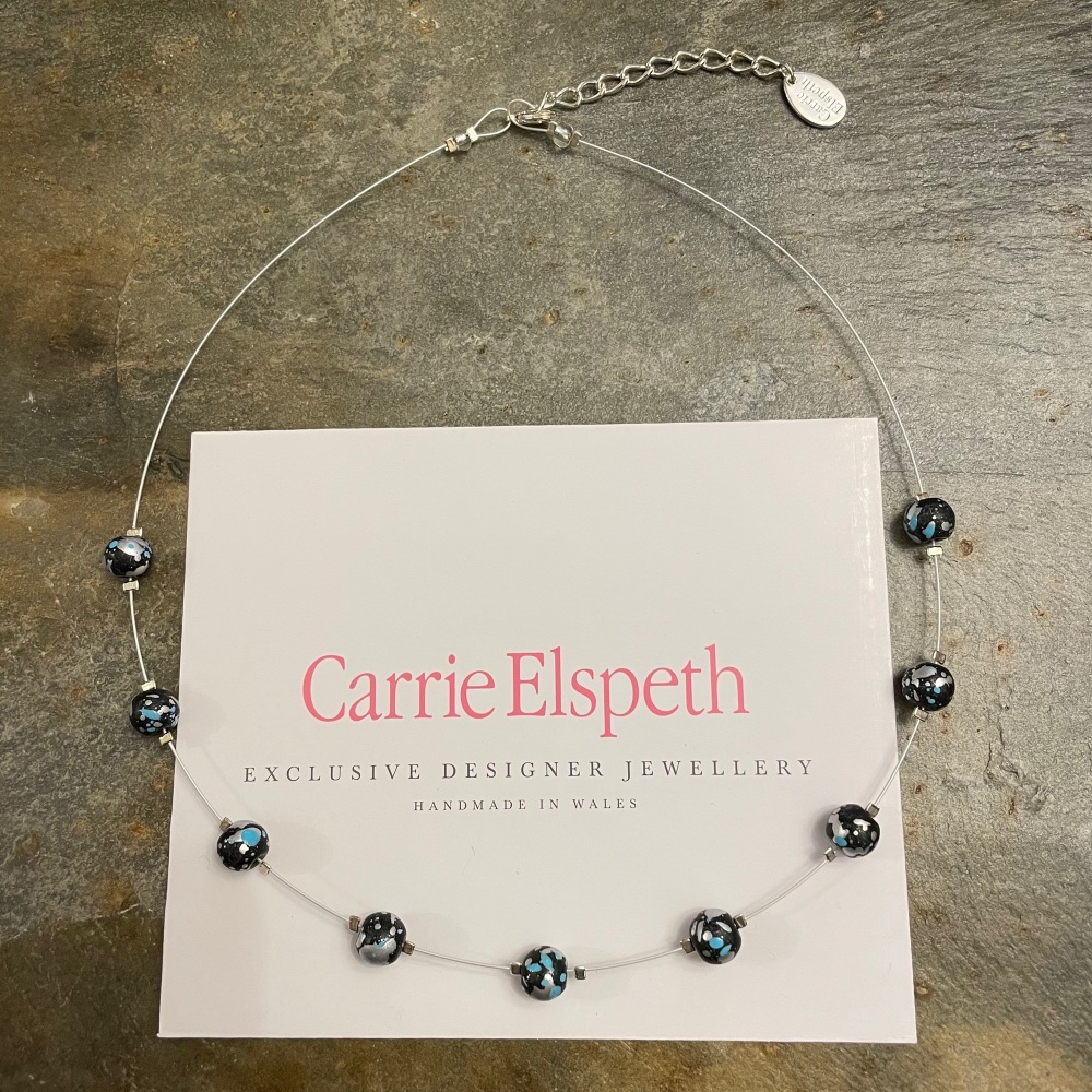 Carrie Elspeth - Blue/Black Marble Shimmer Necklace
