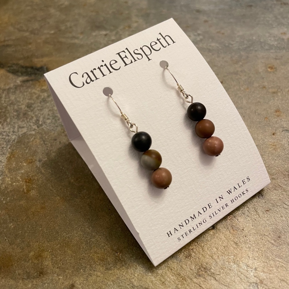 Carrie Elspeth - Agate earrings (Light brown)