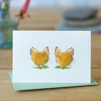 Penny Lindop Mini Card - Chickens (Buff Orpingtons)
