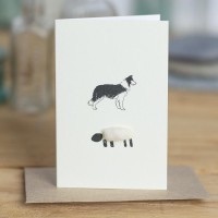Penny Lindop Mini Card - Collie and sheep