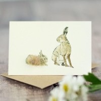 Penny Lindop Mini Card - Hare with Leveret