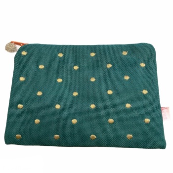 Lua Canvas coin purse - Turquoise with metallic spots
