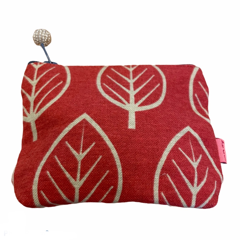 Lua Small Fabric  Purse - Red Leaves