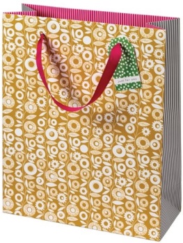 Cinnamon Aitch Large Gift Bag - Mustard Pattern