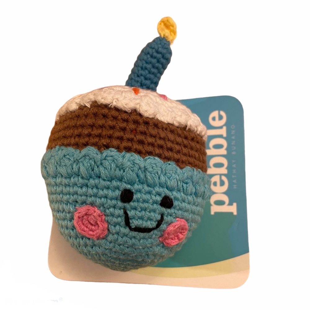 Best Years Pebble Crochet Rattle - Blue Birthday Cake