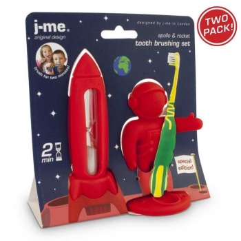 J-me Apollo and Rocket Toothbrushing set - Red