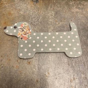 Sass and Belle Dachshund Emery board - Green spotty