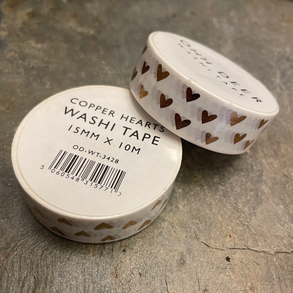 Ohh Deer Washi Tape - Copper Hearts