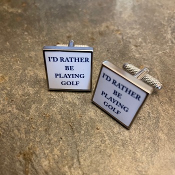 SALE! Was £12.99, now £10 Onyx Art Cufflinks - I'd rather be playing golf
