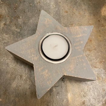 Retreat Home - Grey wooden star tea light holder