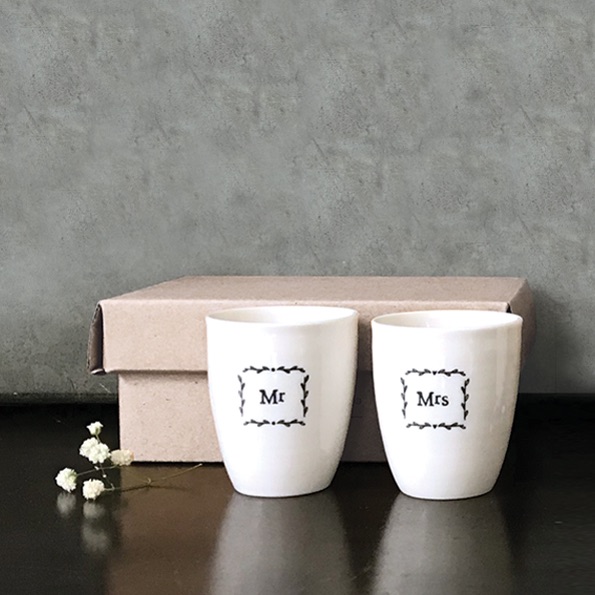 East of India Egg Cups - Mr and Mrs
