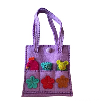 Funky Yak Felt Finger Puppet bag (medium) - Lilac