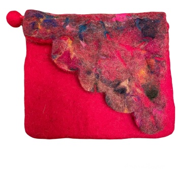 Funky Yak - Felt Purse with Flap (Red)