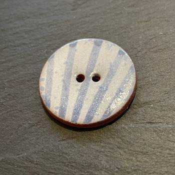 Stockwell Ceramics Button - Round with Blue Lines