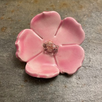 SALE! Pink ceramic brooch