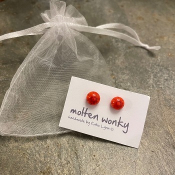 Molten Wonky Glass earrings - Red