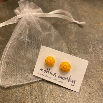 Molten Wonky Glass earrings - Yellow