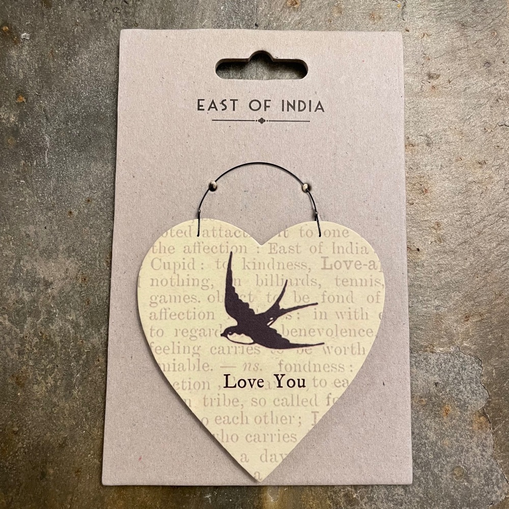 East of India Heart Hanger - Love You