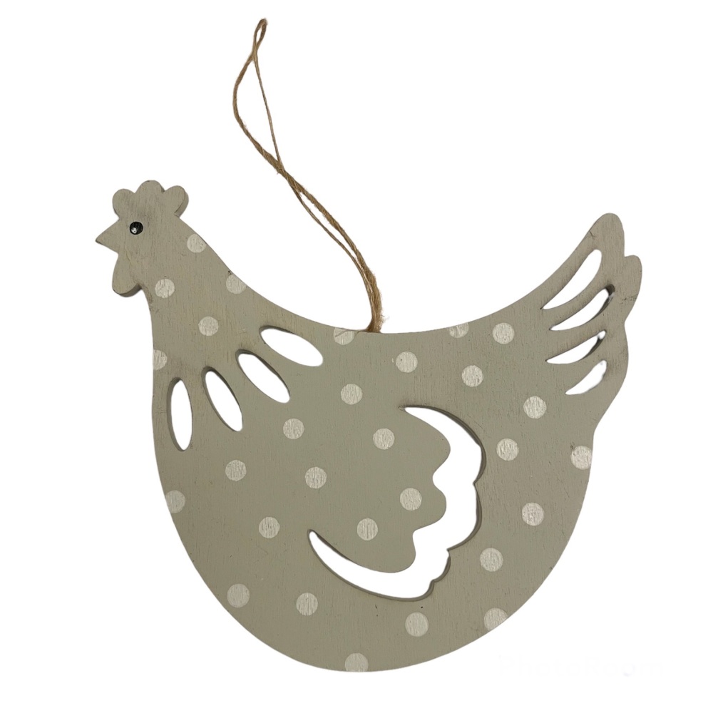 Easter - Cut out hanging chicken decoration - Dove Grey