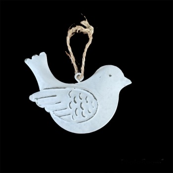 Sass & Belle - Small hanging metal bird (White)
