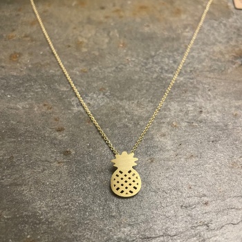 White Leaf Pineapple Necklace - Gold